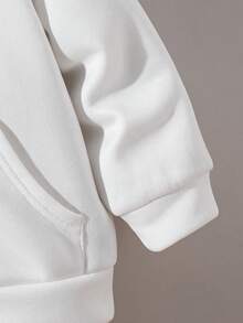 SHEIN 儿童休闲夹克 Wtt 官方网站，男童冬季外套，连帽拉链卫衣，学校，基本款上衣，冬季上衣，适合春季、夏季、秋季、冬季学校、花园、海滩、生日 - 白色 - 查看 6