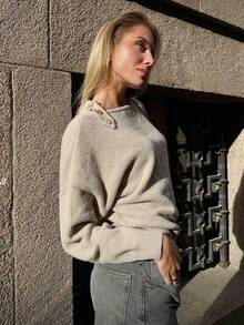 Chiquease Women's High-Quality Long Sleeve Crew Neck Sweater, Autumn/Winter - Apricot - View 3