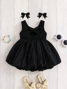 Emery Rose Kids Emery Rose Kids Baby Girl Casual Simple & Comfortable Crossed Back Sleeveless Dress  Back To School - Black - View 3
