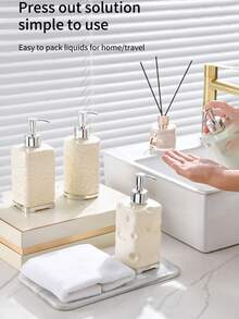 1 pieza Dispensador de botella recargable para jabón líquido/champú/tónico para baño, botella con bomba de presión para gel de ducha y cosméticos, decoración de baño para el hogar, decoración de otoño, de vuelta a la escuela - Multicolor - Ver 9