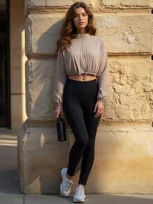 Innovista Woman Loose Fit Athletic Baggy Sports Jacket Workout Cropped Zip Up Fitness Clothes Casual Tops Running Daily Athleisure Office To Court Brunch To Gym Oversized Exercise Suit Biker Lightweight HIIT Training Comfort Movement Cycling Outdoor Exercise Fall Casual  Tops Utilitarian Chic