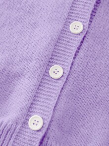 SHEIN Cárdigan de punto con capucha de unicolor, corto y fresco, de estilo casual y elegante para niñas, para otoño/invierno