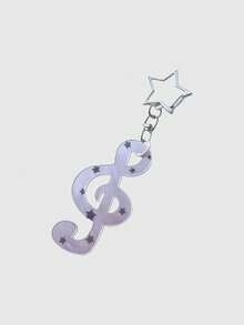 ROMWE Anime Music Note, Polka Dot, Wing, Pentagram Print Keychain, Bag Charm, Versatile Decorative Accessory - Purple pink - View 1