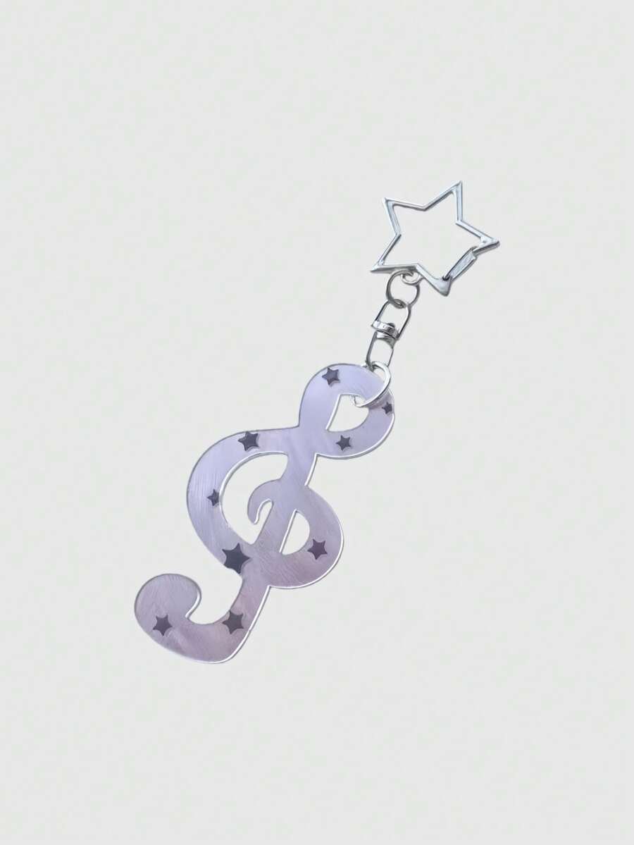 ROMWE Anime Music Note, Polka Dot, Wing, Pentagram Print Keychain, Bag Charm, Versatile Decorative Accessory - Purple pink - View 1
