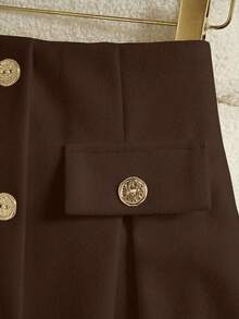 GlowEve Lightweight Luxurious White A-Line Skirt For Women - Coffee Brown - View 8