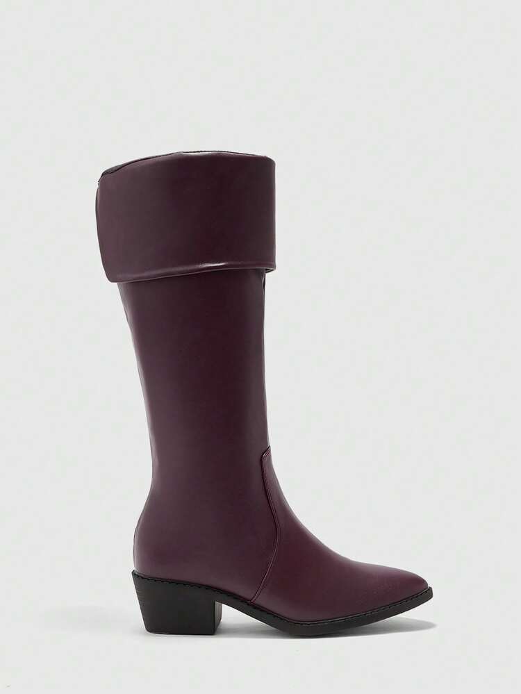 CUCCOO BIZCHIC 女性用 尖った つま先 厚底ヒール ビンテージ エレガント フェイクレザー ニーハイブーツ、通勤、ショッピング、旅行、ハロウィン、クリスマスに適しています