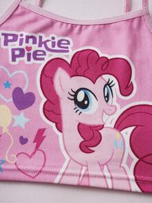 My Little Pony X SHEIN 2件装 女童可爱卡通字母爱心图案撞色包边打底吊带背心