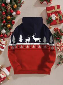 Manfinity Homme Áo hoodie tuần lộc Giáng sinh màu tương phản dành cho nam - Nhiều màu - Xem 2