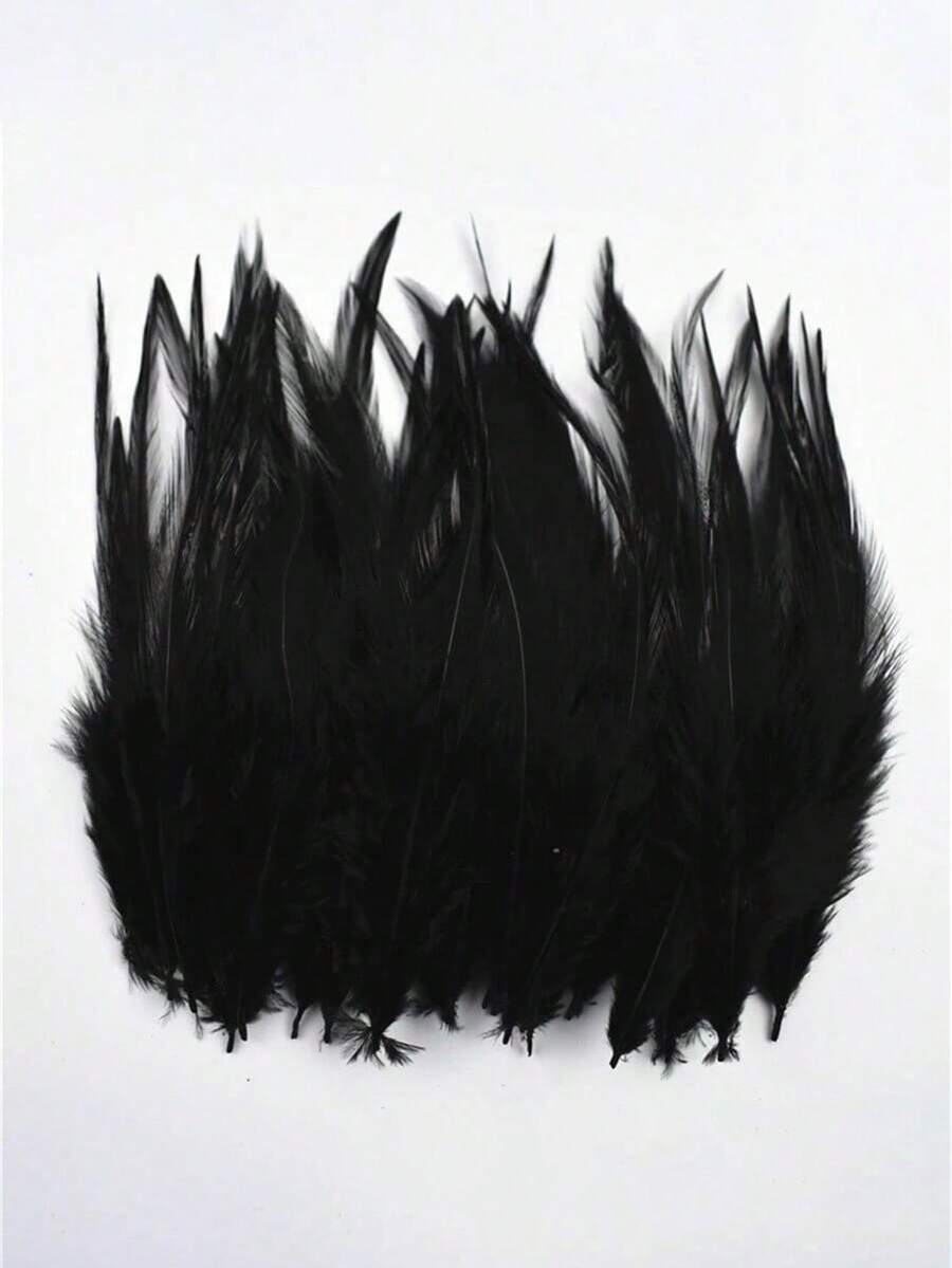 50Pcs/Lot Black Pheasant Feathers Diy Jewelry Decoration Feather For Needlework And Handicrafts Accessories Dreamcatcher Decor Plumes - Black - View 1