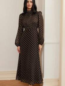 Revavyn Váy dài tay xếp ly phía trước bằng vải voan cạp cao thanh lịch cổ điển - Nhiều màu - Xem 3