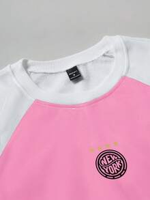 Manfinity Campus Court Aesthetic Post - Áo nỉ nam tay raglan phối màu năng động, quần áo thể thao nam, bộ đồ thể thao, quần short phong cách học thuật, dáng rộng. - Nhiều màu - Xem 4
