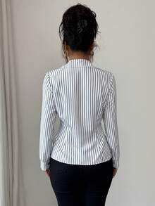 Franclia Women's Elegant Commuter Casual Striped Shirt