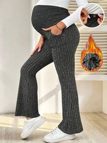 SHEIN Maternity Casual Versatile Commuting Flared Pants - Dark Grey - View 1