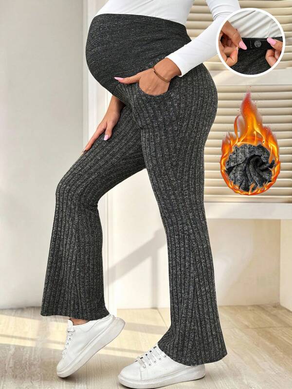 SHEIN Pantalones acampanados versátiles y casuales para embarazadas