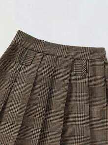 Maija Kids Maija Kids Young Girl Plaid Fabric Pleated Skirt With Belt Thanksgiving Outfits For Girls Suitable For All Seasons Daily Wear Seasons - Spring, Summer, Autumn, Winter, Great Christmas Gift For Young Girls - Brown - View 5