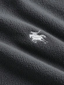 Tween Girls Casual Gray Reversible Fleece Embroidered Pony Loose Drop Shoulder Long Sleeve Sweatshirt And Pleated Wide Leg Sweatpants Set, Back To School Outfit, Tracksuit - Dark Grey - View 9