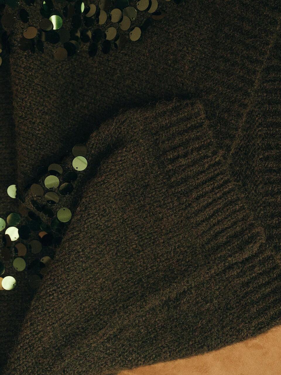 Autumn/Winter French Casual Chic Sequin Embroidered Crew Neck Sweater
