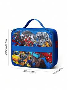 Transformers X SHEIN 1 Cartoon Character Printed Thermal Insulation Lunch Bag, Two Portable Ways To Keep Food Warm Or Cold, Picnic Bag, Large Capacity, Can Hold Lunch Boxes And Drinks Or Fruit, Suitable For Picnics, Camping, Travel, Family Use, Suitable For Families, Students,Gift Ideas - 藍色 - 查看 6