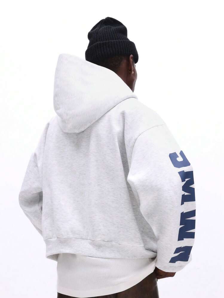 Zip Up Hoodie With Letter Print