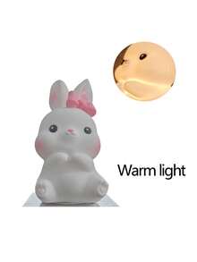 1PC Rabbit Silicone Lamp, Rabbit Bed Touch Night Light, Suitable For Room Decoration, Girl Birthday Gift - 1pc - View 4