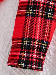 SHEIN 2pcs Baby Girls Classic Black & Red Plaid A-Line Sweater Top And Black Knit Leggings Set, Suitable For Everyday Wear And Holiday Celebrations - Black - View 8