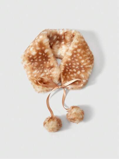 Fairycore 1pc Brown Y2K Babe Cute Adorable Deer Pattern Ombre Color Block Casual Fashionable Warm Scarf For Women, Suitable For School, Shopping, Travel, Christmas And More