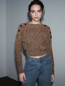 Lumivelle 女式休闲圆领撞色条纹插肩袖套头衫