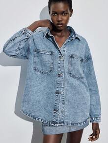 Maija Women's Washed Denim Jacket, Suitable For Urban Commuting, Business Casual, Autumn/Winter