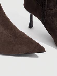 CUCCOO SZL 女士时尚尖头过膝高跟靴 - 咖啡棕 - 查看 5