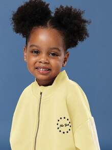SUMWON Zip Through Hoodie And Wide Leg Sweatpants Co Ord Set For Young Girls Casual Wear Vacation - Yellow - View 6