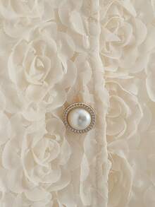 Chiquease Áo sơ mi nữ, cổ chữ V, tay dài, cài nút phía trước bằng nút kim loại, vải dệt họa tiết, thoải mái và đa năng - Màu be - Xem 6