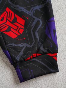 Transformers X SHEIN Young Boy Casual Allover Print Elastic Waist Long Knit Sweatpants - Multicolor - View 3