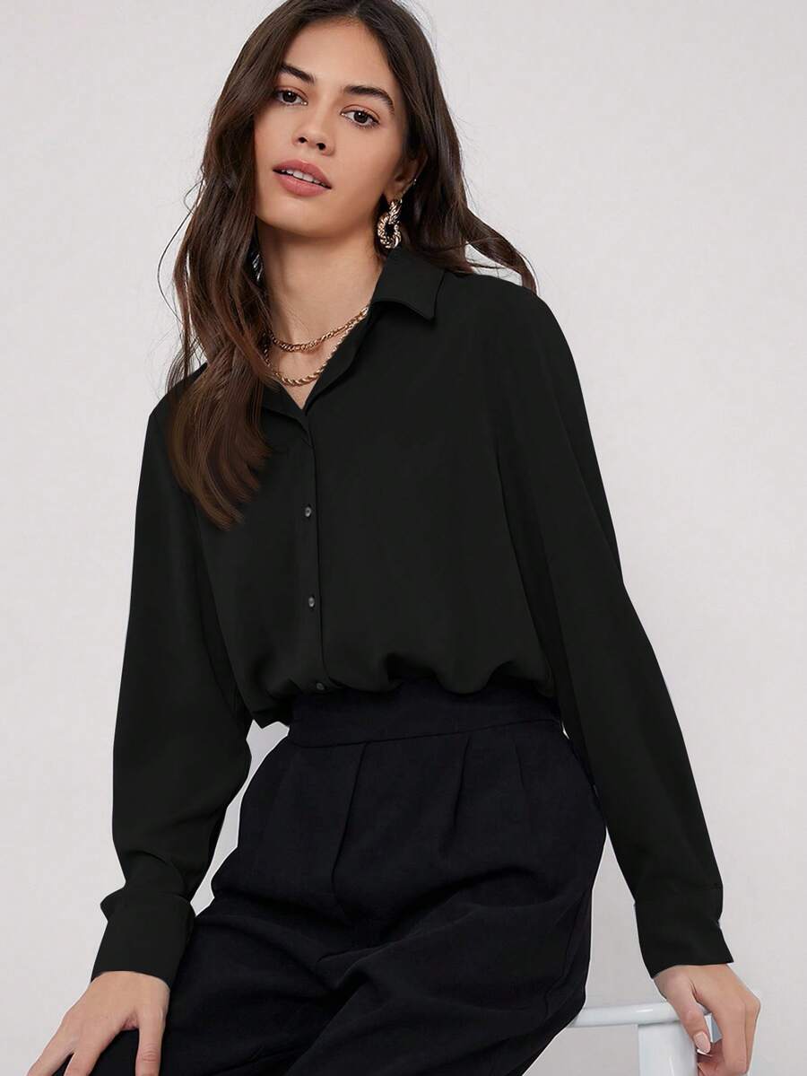 BizChic 女士纯色翻领长袖垂褶衬衫，现代优雅都市通勤日常浪漫90年代复古风，适合圣诞节、新年、情人节、派对、海滩、毕业典礼、时尚、节日、假日、婚礼宾客、早午餐、机场等多种场合。