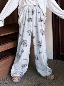 DAZY 可爱考拉图案柔软毛绒睡裤，秋冬款