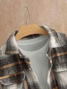 Manfinity NXTstreet Áo sơ mi nam tay dài kẻ caro đơn hàng khuy túi hộp thường ngày - Nhiều màu - Xem 2