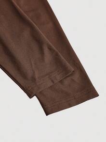 SHEIN MOD Plus Size Brown Elegant Asymmetrical Neckline Ruched Twist Long Dress/Christmas Dress - Brown - View 3