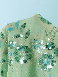 Bonvoyette 1 Bộ đồ bơi 3 mảnh đính sequin tam giác cao cấp gợi cảm dành cho nữ đi biển - màu xanh lá - Xem 5