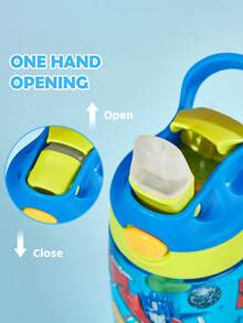 Transformers X SHEIN 16 Oz / 500 Ml Water Bottle With Silicone Straw And Spill-Proof Lid,Suitable For Travel, Tourism, And School ,Tritan,Gift Ideas - 藍色 - 查看 3