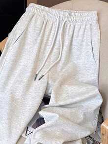 Resyla 复古美式 Y2K 风格简约女式运动裤 - 淺灰色 - 查看 3