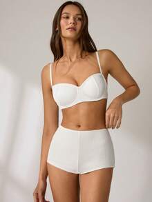 Lowkey Lull 1/2 Cup White Balcony Bra, Lift & Enhance, Minimalist Casual, Suitable For Daily Wear And Vacation - White - View 5