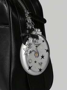 ROMWE Kawaii 1件套可爱蝴蝶结折叠梳子和镜子套装，返校季气囊梳，DIY便携式梳子镜 - 深灰色 - 查看 4