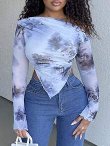 Alexandranx 女士不对称下摆 T 恤 - 黑色 - 查看 3