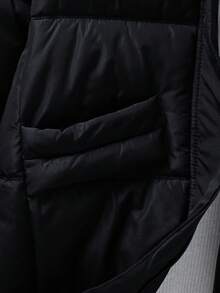 SHEIN 青少年男童时尚百搭纯色连帽衫，冬季 - 黑色 - 查看 4