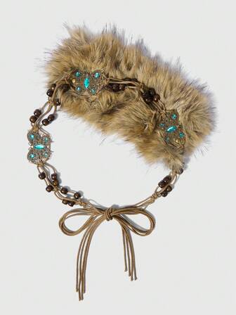 Fairycore 1 Juego de Cinturón Estilo Bohemio - Decoración de Mariposa Verde Vintage con Cristales Rhinestone y Cuentas de Madera, Cinturón Ajustable con Flecos para Mujer