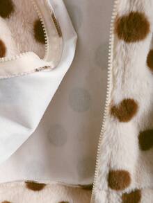 SUMWON Fluffy Polka Dot Hooded Jacket With Zip Closure For Winter Outerwear - Beige - View 6