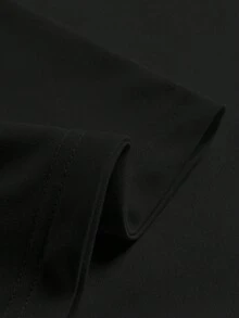 Manfinity Dauomo 加大码男士休闲时尚街头鸽子字母印花宽松黑色T恤，夏季 - 黑色 - 查看 4