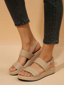 Women Platforms & Wedge Sandals - 米色 - 查看 3