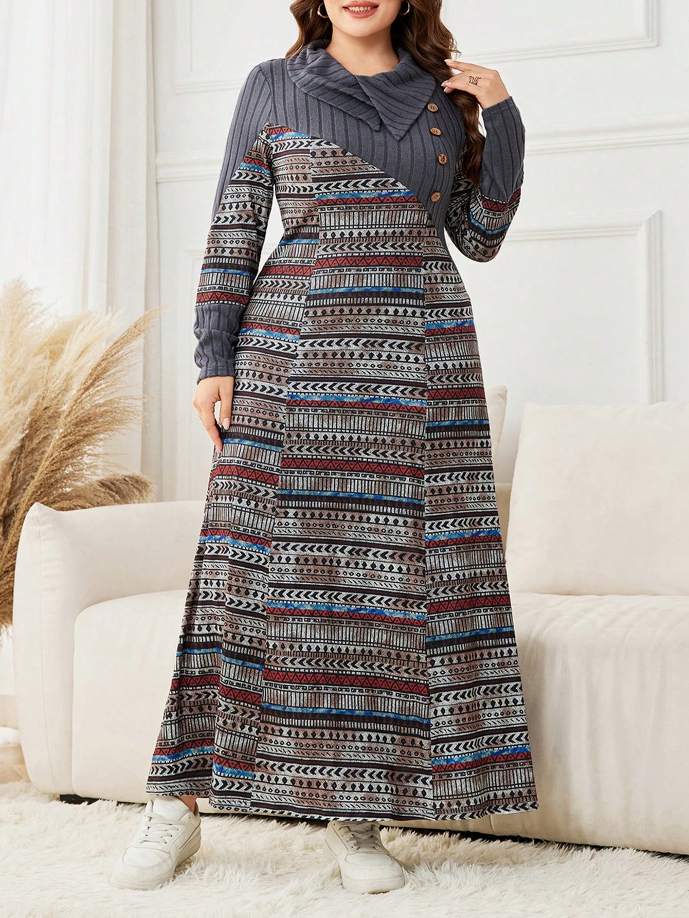 Lacomfia فستان كاجوال للنساء ذوات الحجم الكبير، طو...