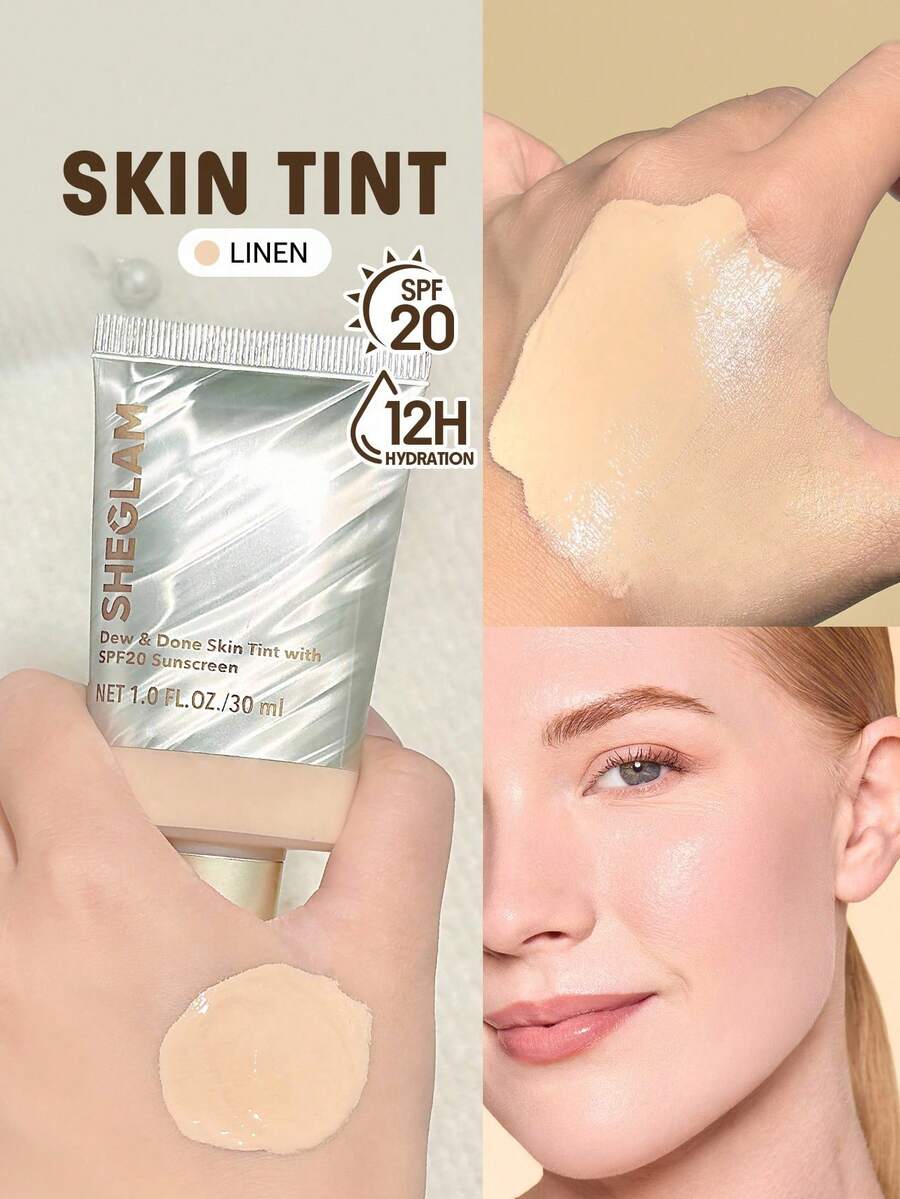 SHEGLAM Dew & Done Skin Tint With Spf20-Linen Brand Beauty Makeup Face Paint Cosmetic For Women Girls Perfect For Winter Spring Ideal For Y2K Fancy Fashion Suitable For Birthday Gift Party Ready Best Color - Linen - View 1