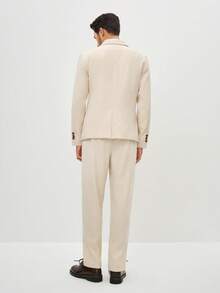 Manfinity CityGents Herren Einfarbiger Anzug mit Kragen, Langarm, Doppelreiher Jacke und Hose, Freizeitanzug Set